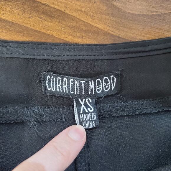 Current Mood Pleated Mini Skirt Black XS Goth Anime Dark Academia Dolls Kill - Picture 4 of 11